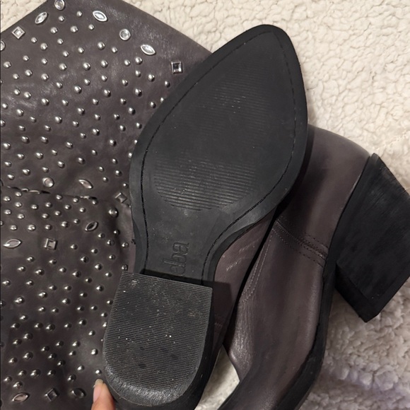 Reba Studded Heeled Boots in Charcoal - Picture 2 of 4